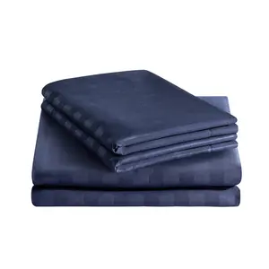 Microfiber Striped Duvet Cover Set with Pillowcases Navy / Double Duvet Cover + 2 Standard Pillowcases