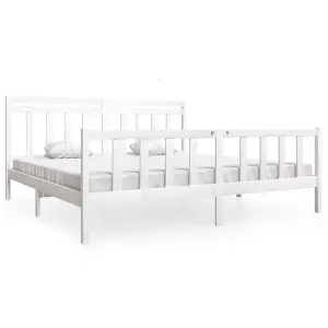 Berkfield Bed Frame White Solid Wood 200x200 cm