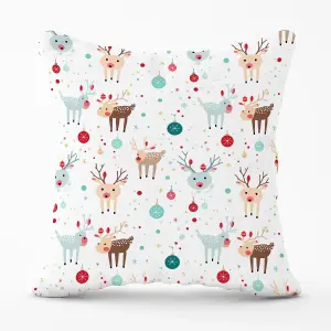 Happy Reindeer With Christmas Lights Outdoor Cushion 45cm x 45cm