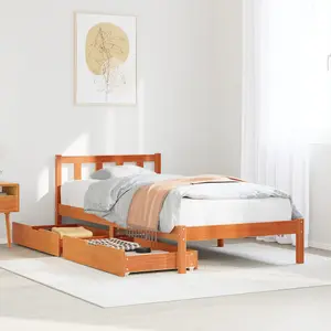 Berkfield Bed Frame without Mattress Wax Brown 100x200 cm Solid Wood Pine