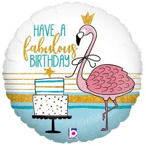 Oaktree Fabulous Birthday Flamingo Foil Balloon White/Pink/Gold (One Size)