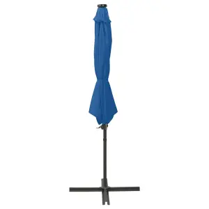 Berkfield Cantilever Umbrella with Pole and LED Lights Azure Blue 300 cm