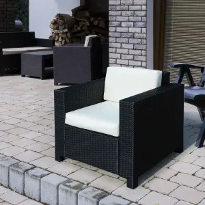 Garden Patio Rattan Wicker Furniture Single Cube Chair Sofa Outdoor Black