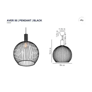 Nordlux DFTP Aver 50 Indoor Dining Living Kitchen Hallway Pendant In Black (Diam) 50cm