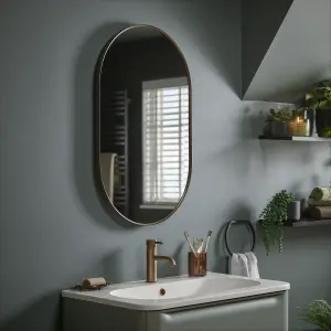 Sensio Nebula Bronze effect Oval Wall-mounted Bathroom Illuminated mirror (H)80cm (W)50cm