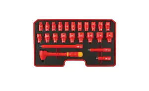 Laser 6147 24pc VDE 1000V Insulated Socket Set 1/2" Drive 10-32mm