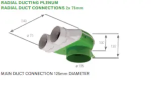 Radial Ducting Plenum with 2 x 75mm Connections, Pack of 2 - Best Value.