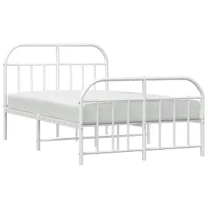 Berkfield Metal Bed Frame with Headboard and Footboard White 120x200 cm