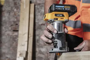 JCB 18RT-B 18V Cordless Brushless Laminate Router Trimmer + Plunge Base Bare