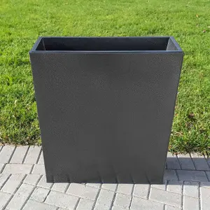 75cm Long Zinc Galvanised Graphite Black Textured 90cm Tall Trough Planter