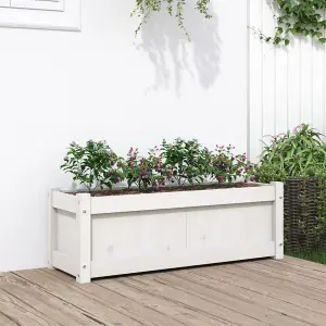 Berkfield Garden Planter White 90x31x31 cm Solid Wood Pine