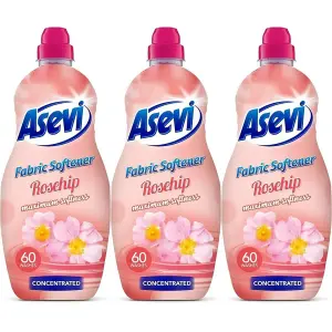 Asevi Fabric Softener Laundry Conditioner Concentrated Rosehip 60W 1380ML Pack of 3