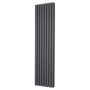 G-Rad Anthracite Double Oval Panel Vertical Radiator - (H) 1800 x (W) 480mm