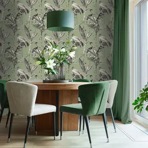 World of Wallpaper Azzurra Leaf Wallpaper Sage Green 9512