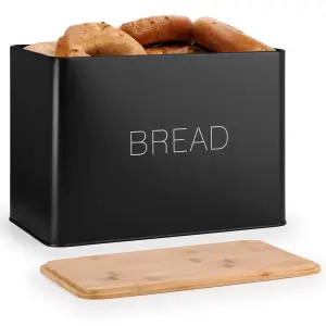 EHC Bread Bin, Bread Bins for Kitchen, Bread Tin, Large Bread Bin food Storage, Black