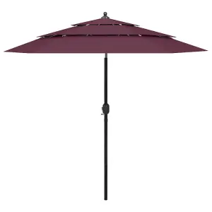 Berkfield 3-Tier Parasol with Aluminium Pole Bordeaux Red 2.5 m