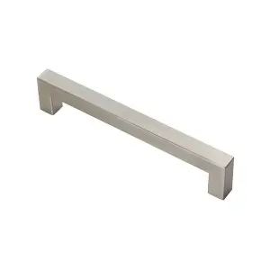 Square Linear Block Pull Handle 174 x 14mm 160mm Fixing Centres Satin Steel