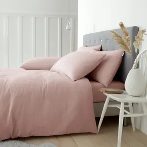 Brushed Cotton Duvet Cover Set Pink / King - 2 Standard Pillowcases