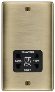 BG Double Raised slim Screwed Shaver socket Matt Brass effect