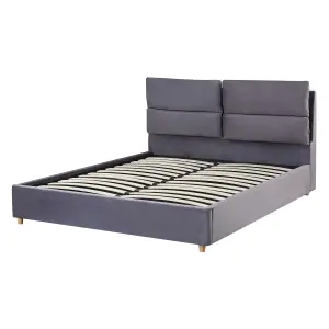 Velvet EU Double Size Ottoman Bed Grey BATILLY