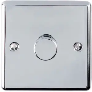 2 PACK 1 Gang 400W 2 Way Rotary Dimmer Switch CHROME Light Dimming Plate