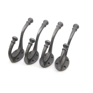 Oakcrafts - Antique Cast Iron Beehive Tipped Coat Hook - Pack of 4 Hooks