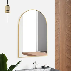 Mcfarren Metal Flat Wall Mirror Satin Brass