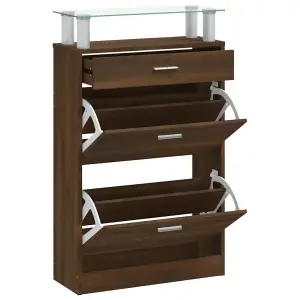 Berkfield Shoe Cabinet Brown Oak 63x24x104 cm Engineered Wood