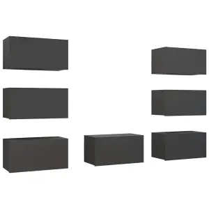 Berkfield TV Cabinets 7 pcs Grey 30.5x30x60 cm Engineered Wood