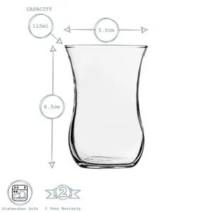 LAV - Klasik Dimpled Glass Tea Cup Set - 115ml - Pack of 6