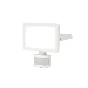 GoodHome Lucan AFD1018-IW White Mains-powered Cool white Outdoor LED PIR Floodlight 2000lm