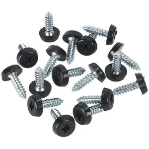 50 Pack of 4.8 x 18mm Black Numberplate Screws with Plastic Enclosed Heads