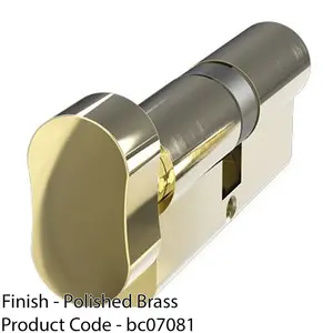 Brass EURO Profile 6 Pin Cylinder & Thumbturn 35/35mm - Front Door Barrell Lock