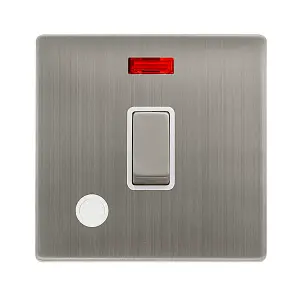 Stainless Steel Screwless Plate 1 Gang 20A Ingot DP Switch With Flex With Neon - White Trim - SE Home