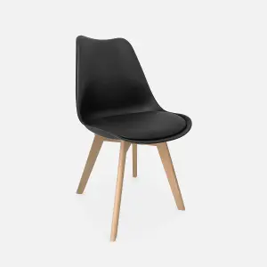 sweeek. Pair of  Scandi-style dining chairs with wooden legs Nils Black 47x55x81 cm