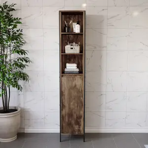 Lana Tall Matt Brown Single Freestanding Bathroom Cabinet (H)172cm (W)33cm