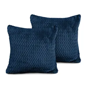 Moneeba Snug Soft Chevron Patterned Mink Moda Plush Cushion Navy / 43cm x 43cm