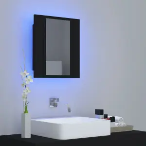 Berkfield LED Bathroom Mirror Cabinet Black 40x12x45 cm