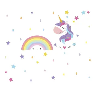 Walplus Magical Unicorn Rainbow Kids Sticker PVC Multicoloured