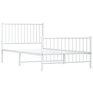 Berkfield Metal Bed Frame with Headboard and Footboard White 100x200 cm