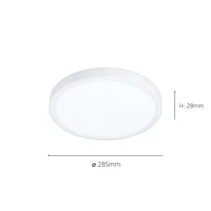 EGLO Fueva 5 White Round Integrated LED Flush Light, 3000K, (D) 28.5