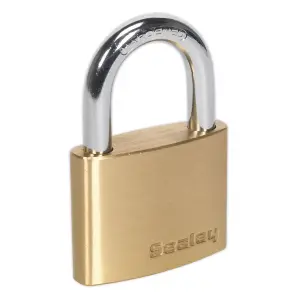 Sealey Brass Body Padlock With Three Keys Corrosion Resistant 50mm PL102