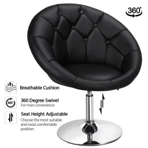 Yaheetech Black Upholstered Height Adjustable Swivel Chair