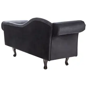 Left Hand Velvet Chaise Lounge Black LATTES II