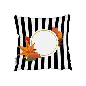 Cushions - Blach Stripes, Autumn Leaves (Cushion) / 60cm x 60cm