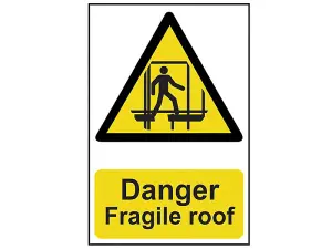 Scan Danger Fragile Roof Sign - Durable PVC 200 x 300mm for Safety