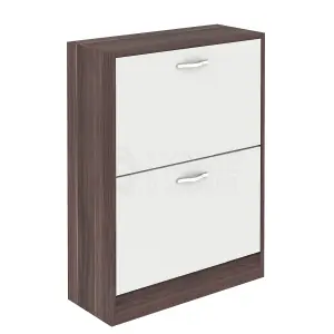 Vida Designs 2 Drawer Shoe Storage Cabinet Walnut and White