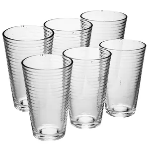 URBNLIVING 300ml 6 Pcs London Drinking Patterned Cup Water Juice Cocktail Tumbler Glassware Sets