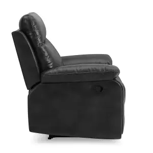 Carson 1 Seater Manual Recliner, Black Air Leather