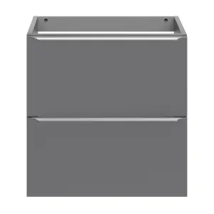 GoodHome Imandra Slimline Gloss Grey Wall-mounted Bathroom Cabinet (H) 600mm (W) 600mm